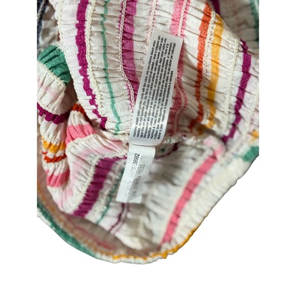 Eloquii Elements Womens Striped Smocked Puff Sleeve Top Sz XL Boho Peasant Beach - Picture 8 of 13